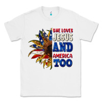 White She loves Jesus and America too 4th of july Classic Tee - CowGirlArtShop
