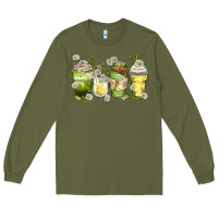 Army Green daisy coffee cups Long Sleeve Tee - Zillion Design Studio