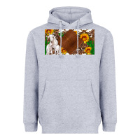 Heather Grey baby goats and sunflower and cactus with cowhide license plate Heavyweight Hoodie - Artiststas