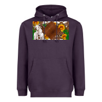 Plum baby goats and sunflower and cactus with cowhide license plate Heavyweight Hoodie - Artiststas