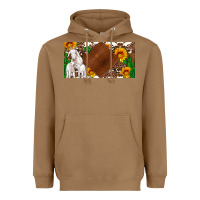 Toasted Coconut baby goats and sunflower and cactus with cowhide license plate Heavyweight Hoodie - Artiststas