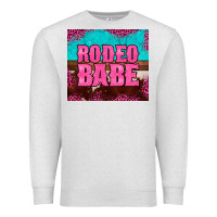 Oatmeal Heather rodeo babe cowhide leopard turquoise Premium Sweatshirt - BarkalooDesign