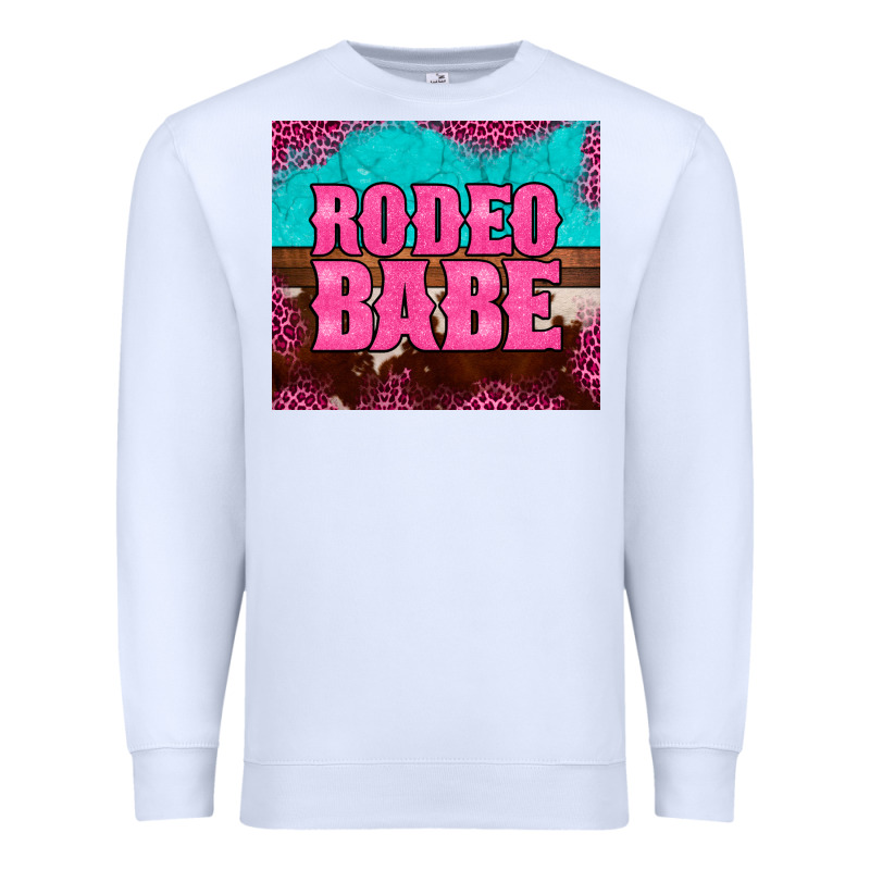 Rodeo Babe Cowhide Leopard Turquoise Premium Sweatshirt by BarkalooDesign | Teevron