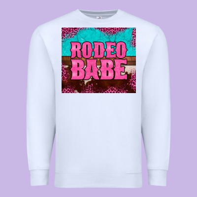 Rodeo Babe Cowhide Leopard Turquoise Premium Sweatshirt Designed By Barkaloodesign