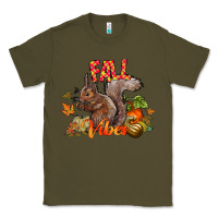 Army Green Fall Vibes Squirrel Classic Tee - CowhideDigitalArt