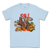 Dusty Blue Fall Vibes Squirrel Classic Tee - CowhideDigitalArt