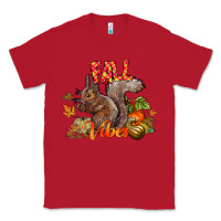 Red Fall Vibes Squirrel Classic Tee - CowhideDigitalArt