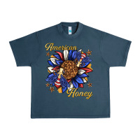 Midnight Navy American honey with bee Urban Heavy Tee - texasbilliewilder