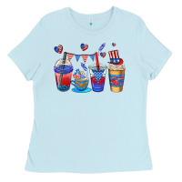 Baby Blue 4th of july coffee cups Ladies Tee - AdoDesignShop