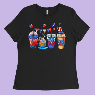 4th Of July Coffee Cups Ladies Tee Designed By Adodesignshop