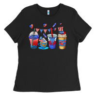 Black 4th of july coffee cups Ladies Tee - AdoDesignShop