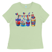 Matcha 4th of july coffee cups Ladies Tee - AdoDesignShop