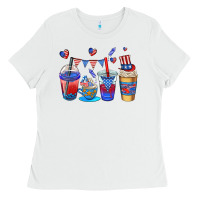 White 4th of july coffee cups Ladies Tee - AdoDesignShop