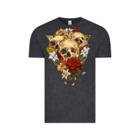 Vintage Black Triangle Flower Skeletons Vintage Tee - RanaPortraitStore