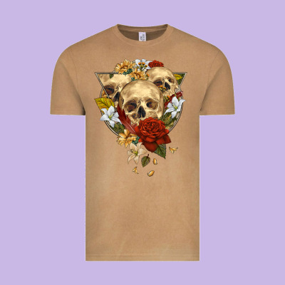 Vintage Tee Triangle Flower Skeletons
