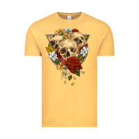 Vintage Mustard Triangle Flower Skeletons Vintage Tee - RanaPortraitStore