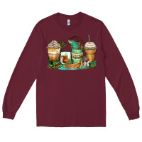 Burgundy fishing coffee cups Long Sleeve Tee - Zillion Design Studio