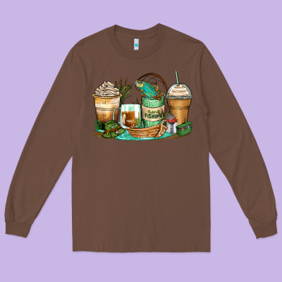 Fishing Coffee Cups Long Sleeve Tee Designed By Zillion Design Studio