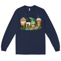 Navy fishing coffee cups Long Sleeve Tee - Zillion Design Studio