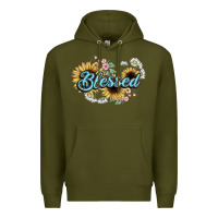 Army Green blessed Premium Hoodie - NancyCooperArtShop