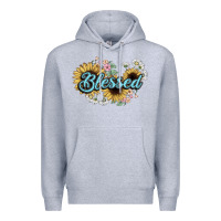 Heather Grey blessed Premium Hoodie - NancyCooperArtShop