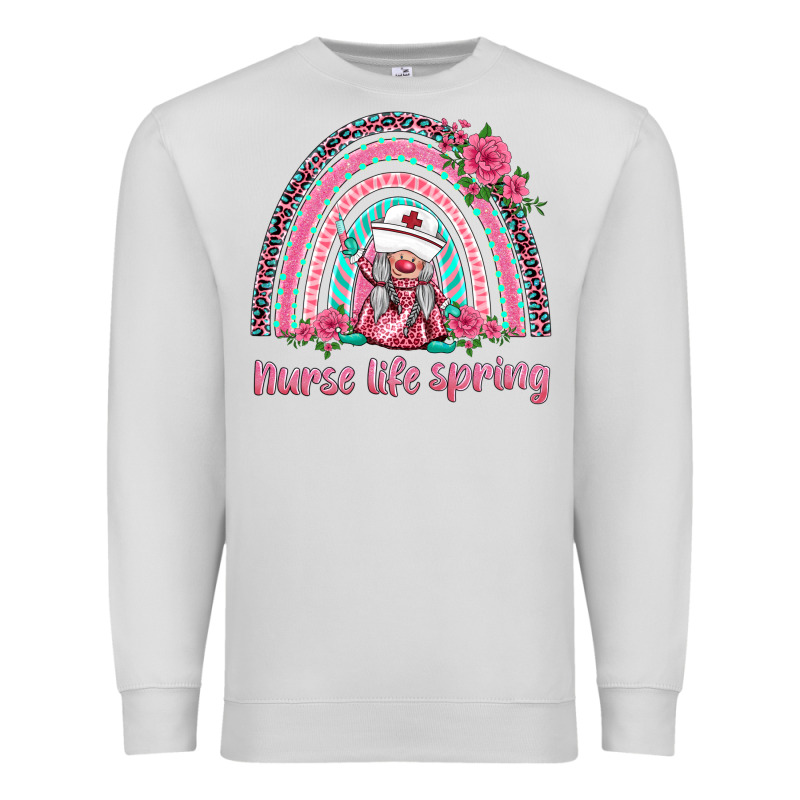 Nurse Life Spring Rainbow Premium Sweatshirt by BarkalooDesign | Teevron