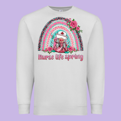 Nurse Life Spring Rainbow Premium Sweatshirt Designed By Barkaloodesign