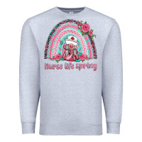Heather Grey nurse life spring rainbow Premium Sweatshirt - BarkalooDesign