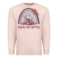 Pale Pink nurse life spring rainbow Premium Sweatshirt - BarkalooDesign