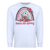 White nurse life spring rainbow Premium Sweatshirt - BarkalooDesign