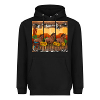 Black western horses and  sunset with sunflowers Heavyweight Hoodie - Artiststas