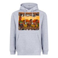 Heather Grey western horses and  sunset with sunflowers Heavyweight Hoodie - Artiststas