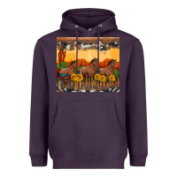 Plum western horses and  sunset with sunflowers Heavyweight Hoodie - Artiststas
