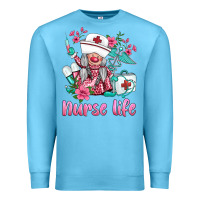 Ocean Blue nurse gnomies nurse  life spring Premium Sweatshirt - BarkalooDesign