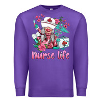 Purple nurse gnomies nurse  life spring Premium Sweatshirt - BarkalooDesign