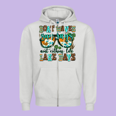 Boat Waves Sun Rays Aint Nothing Like Lake Days Zipper Hoodie Designed By Adodesignshop