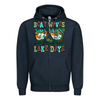 Navy boat waves sun rays aint nothing like lake days Zipper Hoodie - AdoDesignShop