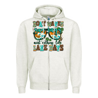 Oatmeal Heather boat waves sun rays aint nothing like lake days Zipper Hoodie - AdoDesignShop