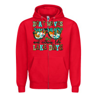 Red boat waves sun rays aint nothing like lake days Zipper Hoodie - AdoDesignShop