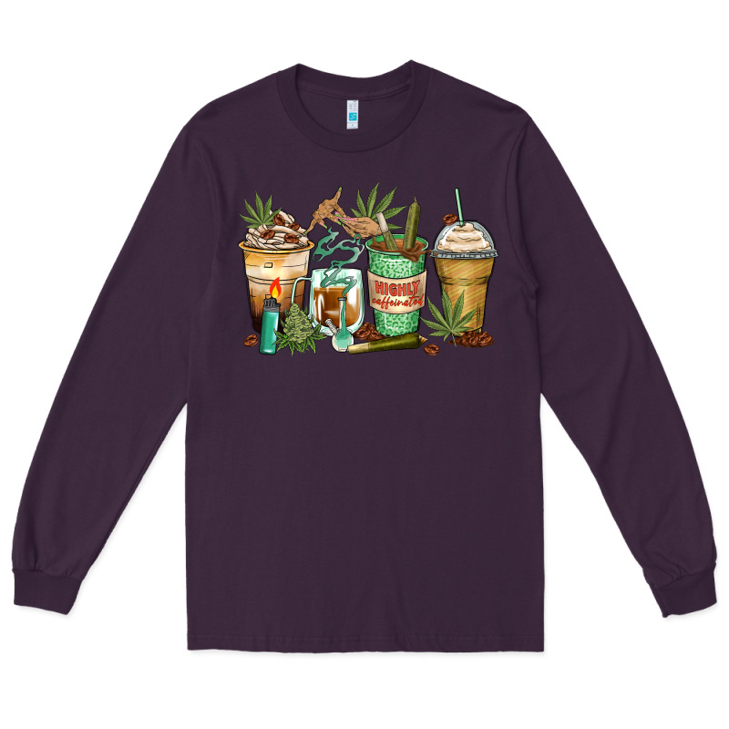 Highly Caffeinated Coffee Cups Long Sleeve Tee by Zillion Design Studio | Teevron