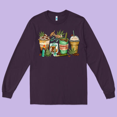 Highly Caffeinated Coffee Cups Long Sleeve Tee Designed By Zillion Design Studio