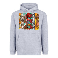 Heather Grey western horses roses and bullskulls wıth cowhide amd serape brushstro Heavyweight Hoodie - Artiststas
