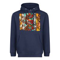 Navy western horses roses and bullskulls wıth cowhide amd serape brushstro Heavyweight Hoodie - Artiststas