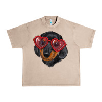 French Oak dachshund with love glasses Urban Heavy Tee - RanaPortraitStore