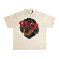 Sandshell dachshund with love glasses Urban Heavy Tee - RanaPortraitStore