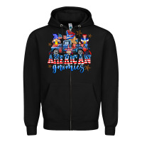 Black American truck gnomes Zipper Hoodie - AdoDesignShop