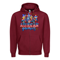 Burgundy American truck gnomes Zipper Hoodie - AdoDesignShop