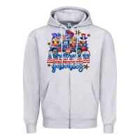 Heather Grey American truck gnomes Zipper Hoodie - AdoDesignShop
