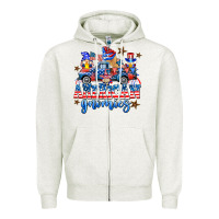 Oatmeal Heather American truck gnomes Zipper Hoodie - AdoDesignShop