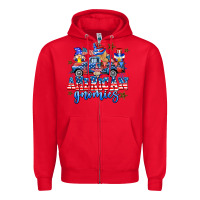 Red American truck gnomes Zipper Hoodie - AdoDesignShop